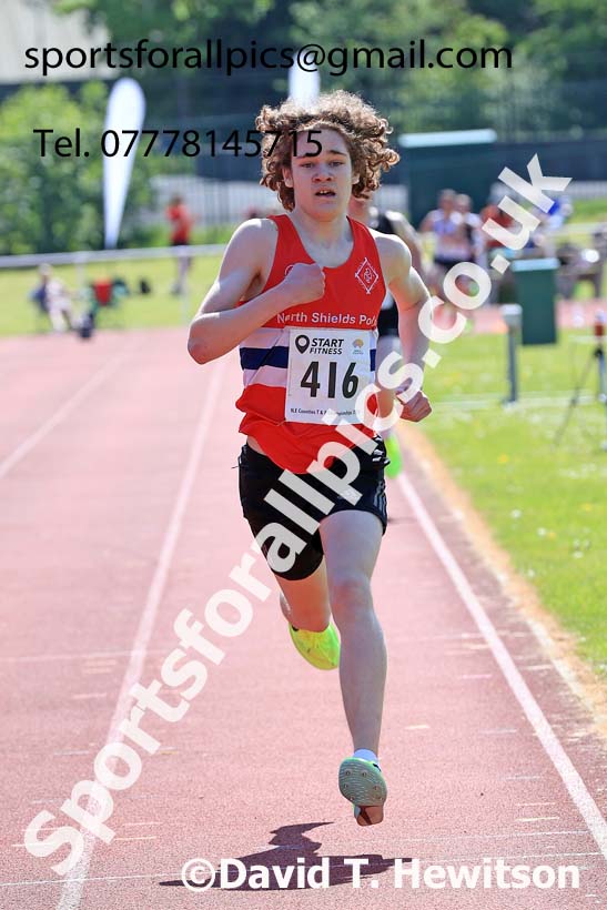 Mens Under-17s 1500 metres, 2024 North Eastern Track and Field Champs., Middlesbrough.  Photo: David T. Hewitson/Sports for All Pics